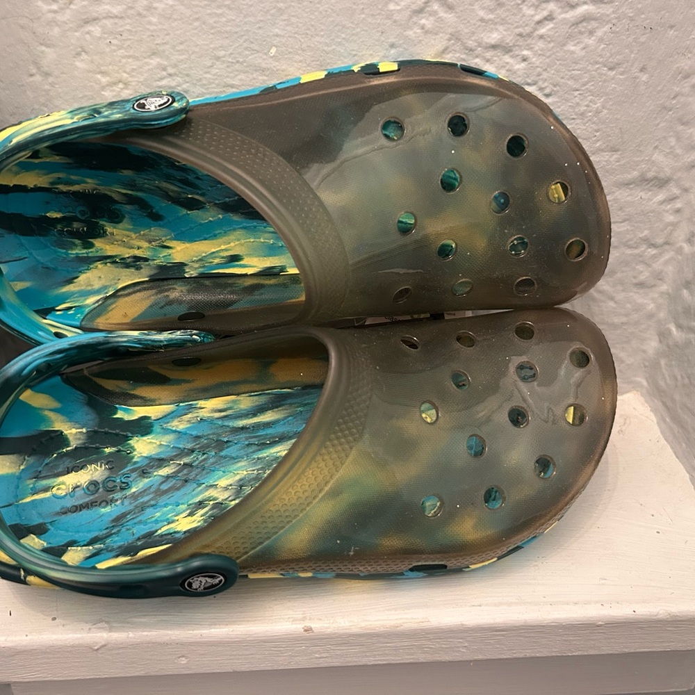 Crocs Multicolor Clogs with Blue and Yellow